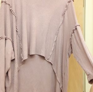 Pink Blush Mauve Boho Asymetrical Keyhole Sweater Tunic Top Native People L
